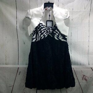 NWT $758 Sonia Pena Womens Size 14 Strap/Strapless Dressy Black/White 2pc Dress